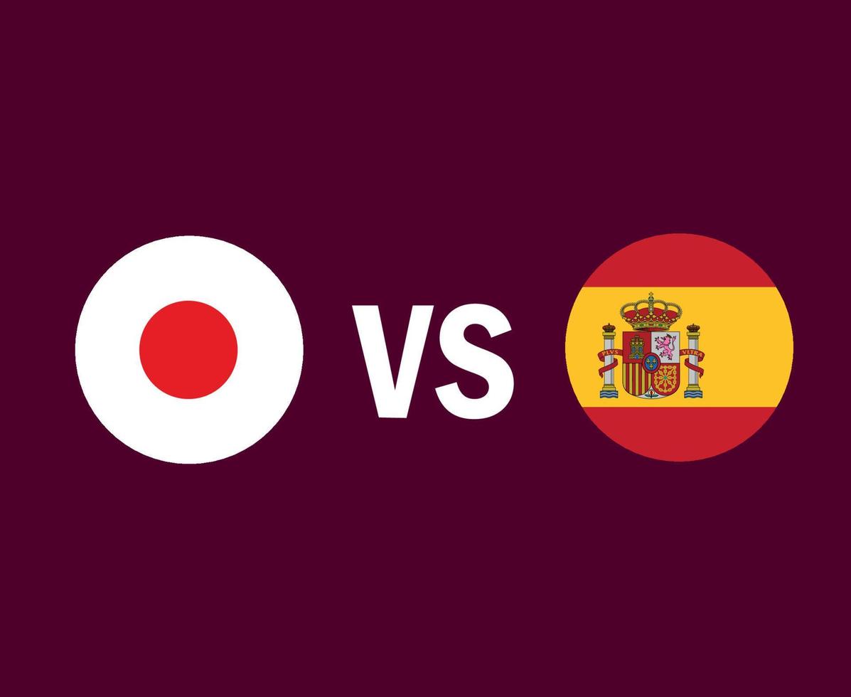 japão e espanha design de símbolo de bandeira ásia e europa vetor final de futebol países asiáticos e europeus ilustração de equipes de futebol