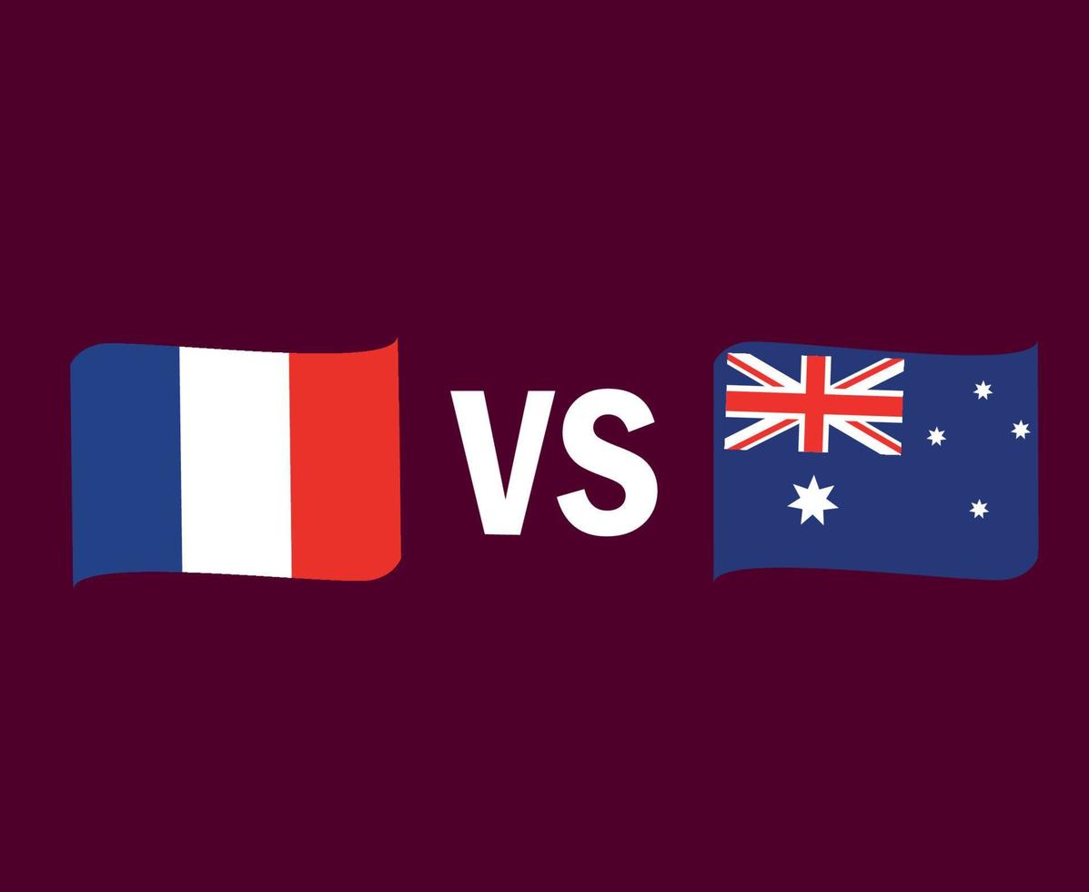 frança e austrália bandeira fita símbolo design ásia e futebol europeu final vetor países asiáticos e europeus ilustração de times de futebol