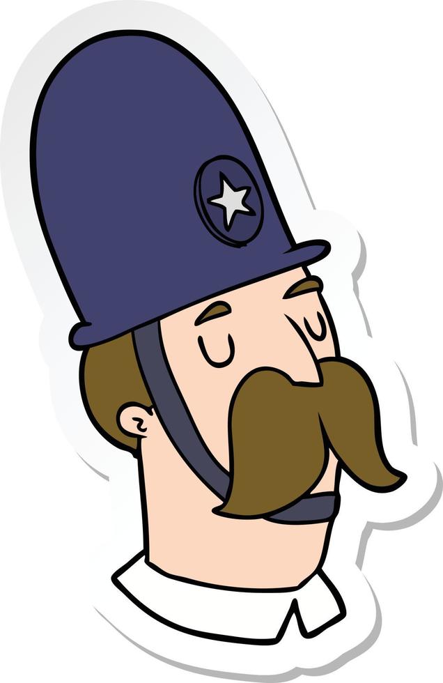 adesivo de um policial de desenho animado com bigode vetor