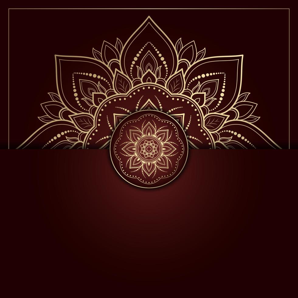 design de mandala com cor vintage ouro e vermelho, fundo de mandala de flores vetor