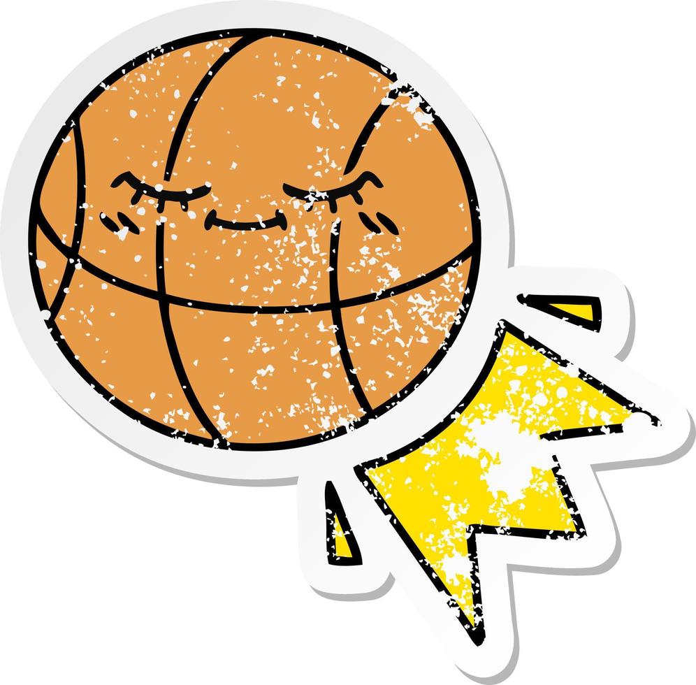 vinheta angustiada de um basquete bonito de desenho animado vetor