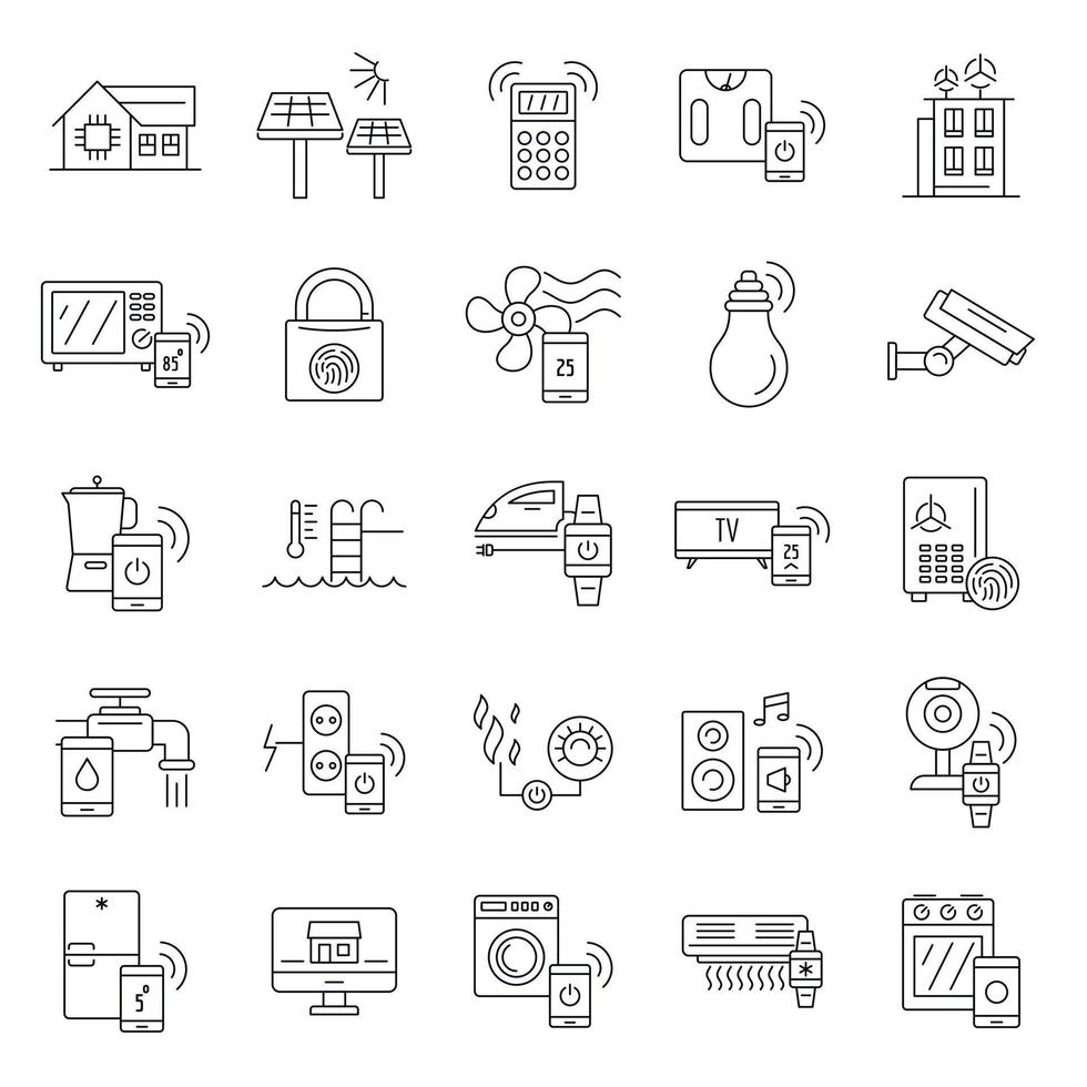 conjunto de ícones de construção inteligente, estilo de estrutura de tópicos vetor