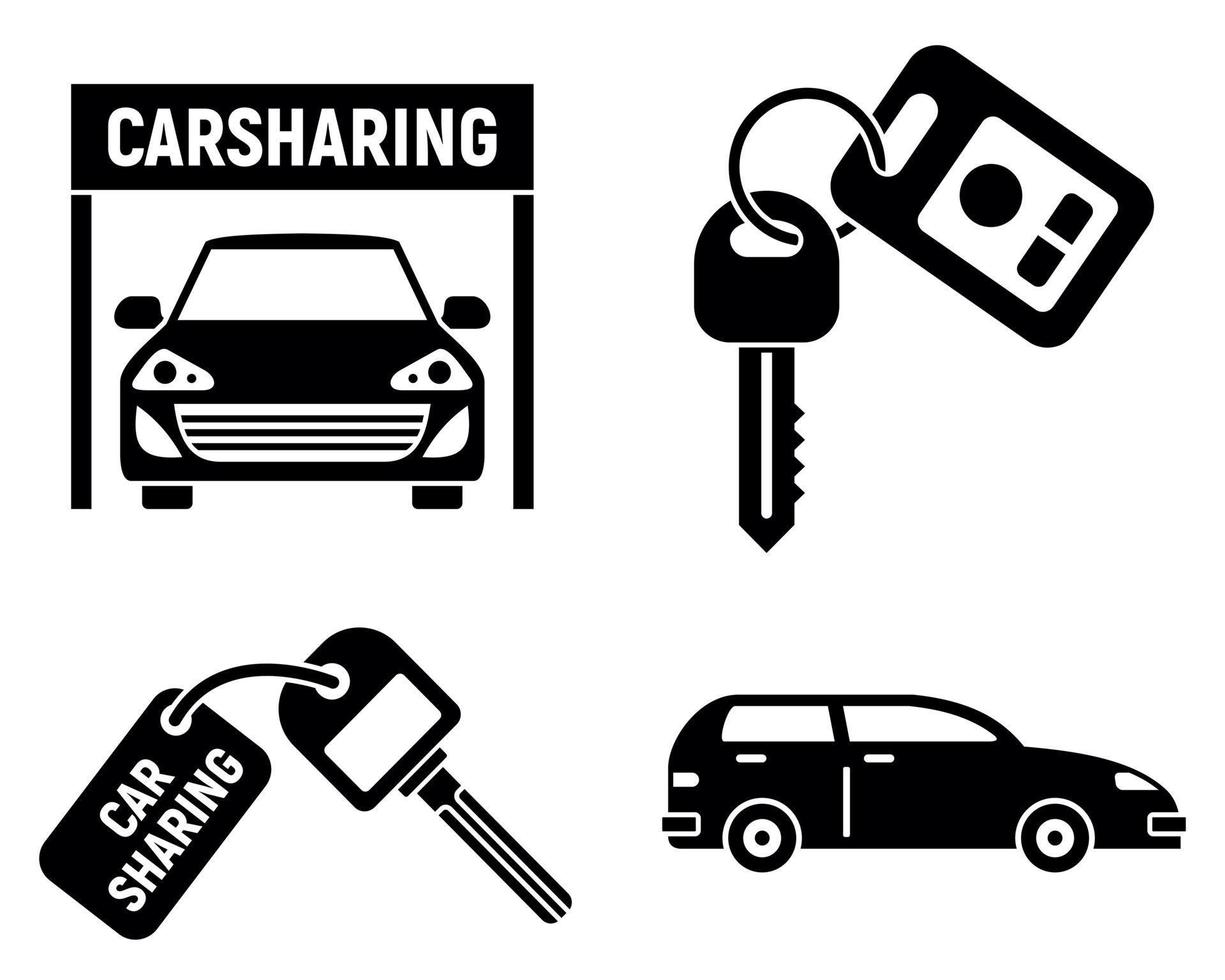 conjunto de ícones de compartilhamento de carro de pessoas, estilo simples vetor