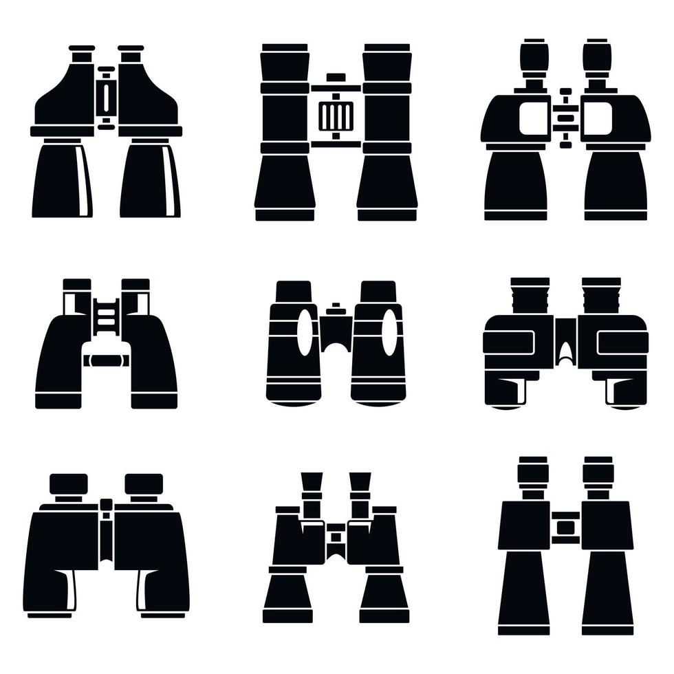 conjunto de ícones de binóculos de descoberta, estilo simples vetor