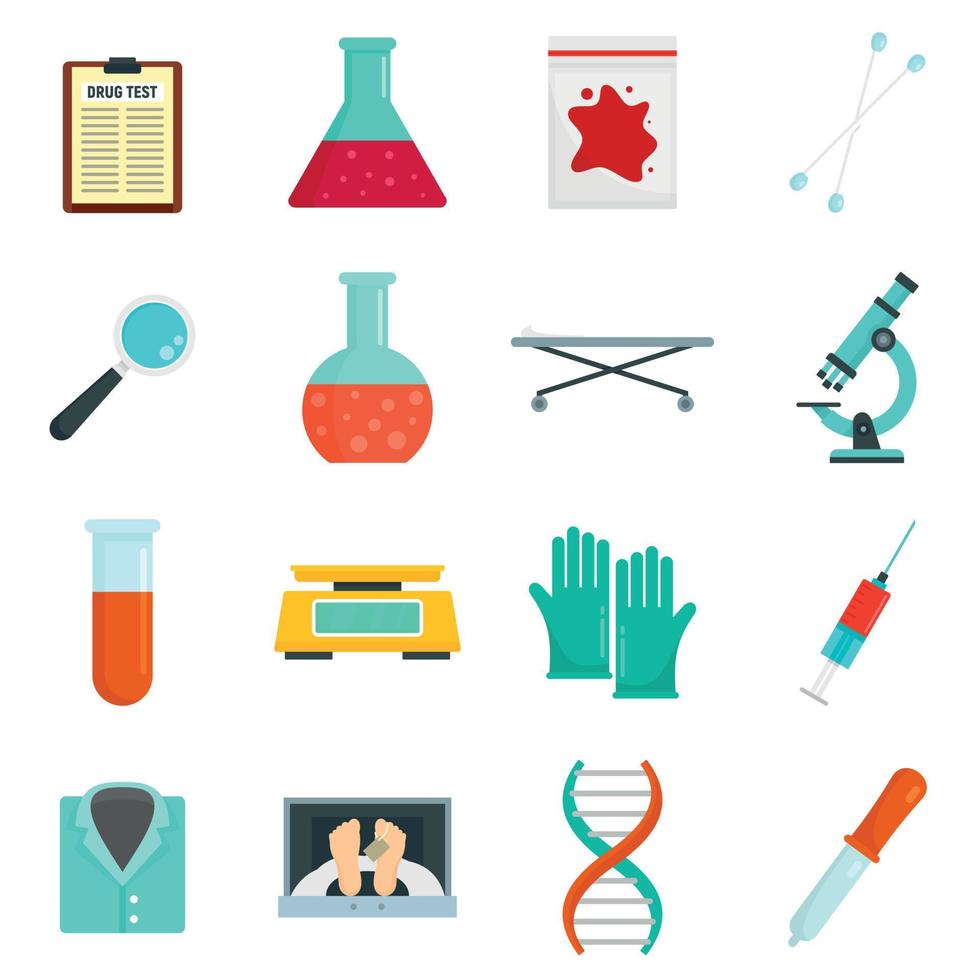 conjunto de ícones de laboratório forense, estilo simples vetor