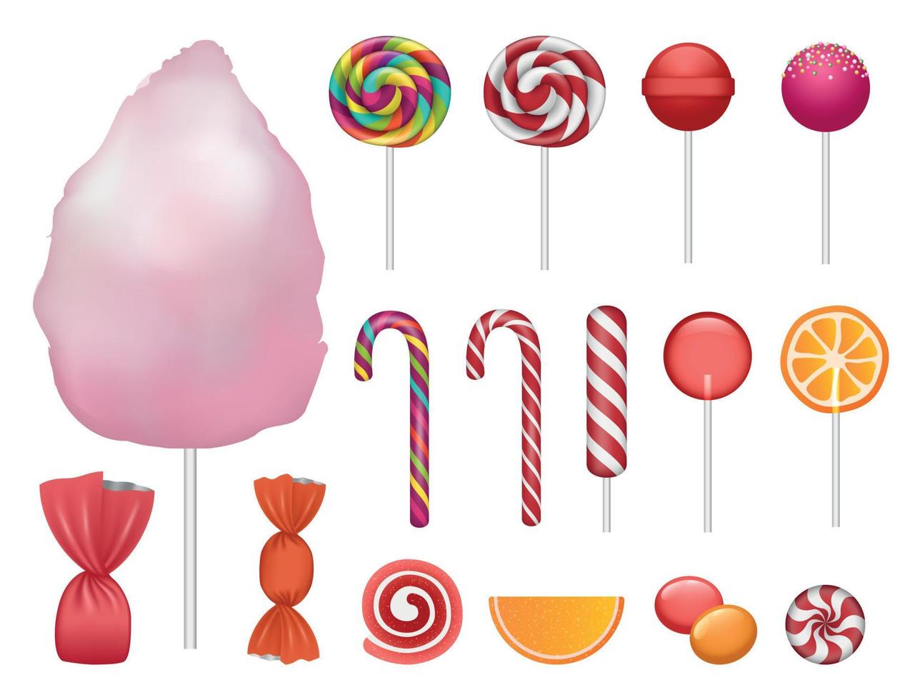 conjunto de ícones de doces, estilo realista vetor