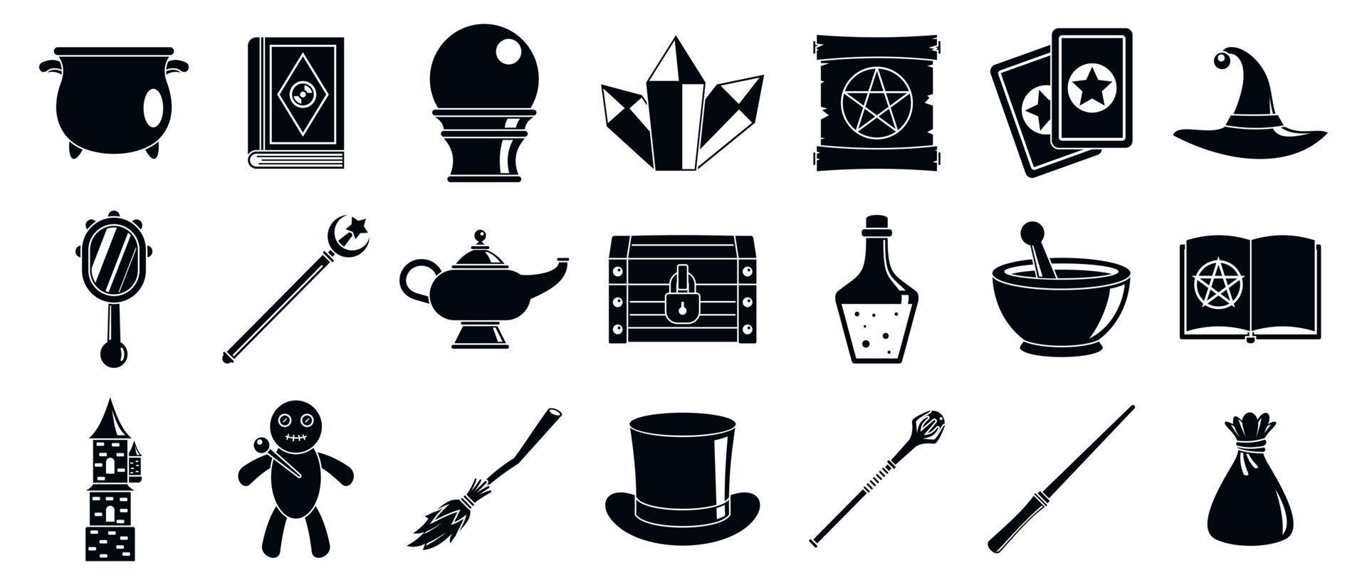 conjunto de ícones de ferramentas de assistente mágico, estilo simples vetor