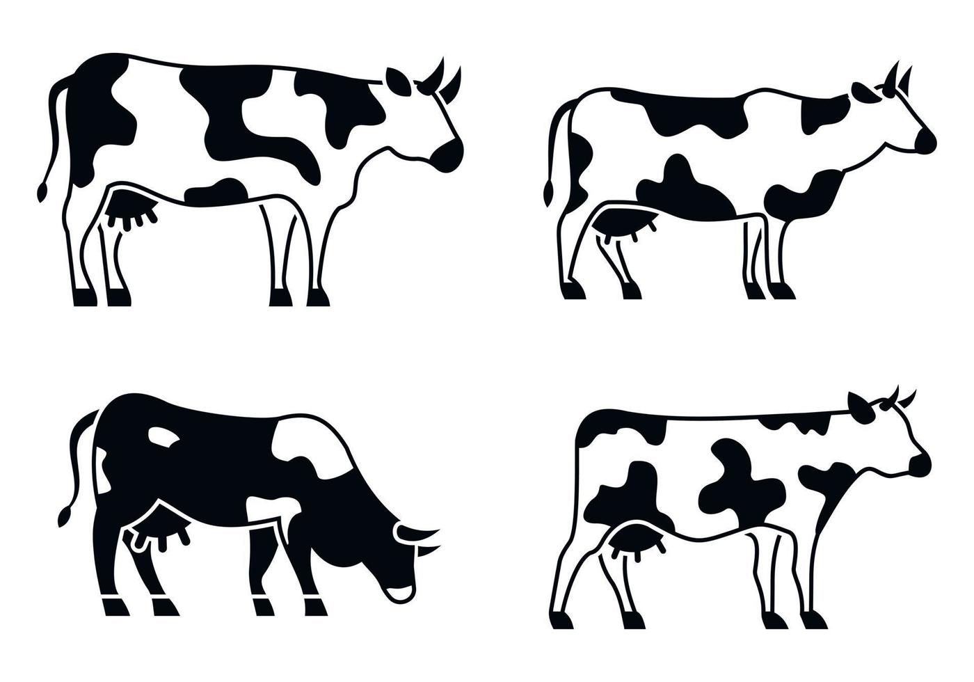 conjunto de ícones de animais de vaca, estilo simples vetor