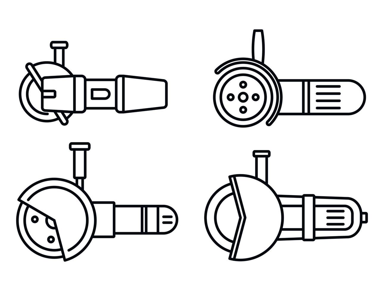 conjunto de ícones de rebarbadora elétrica, estilo de contorno vetor