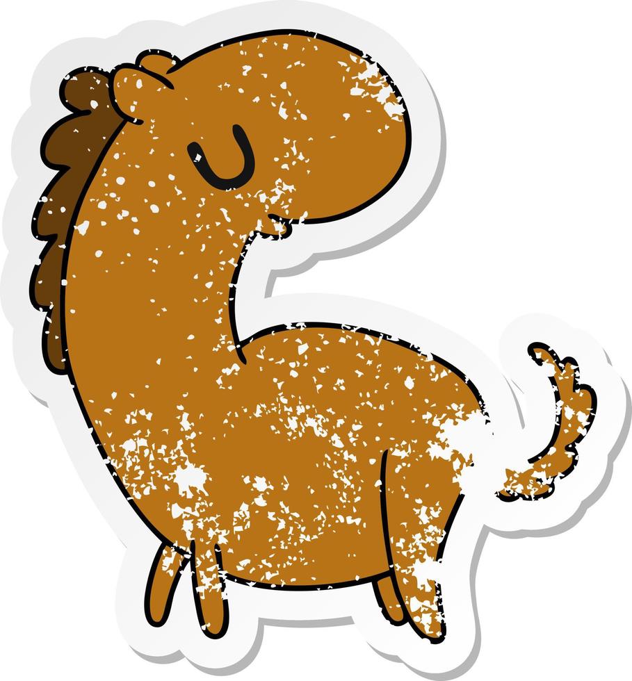 adesivo angustiado cartoon kawaii de um cavalo fofo vetor