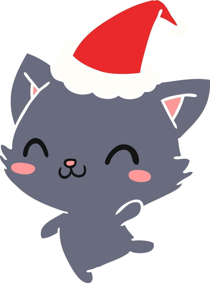 Desenhos animados de Natal de gato kawaii imagem vetorial de