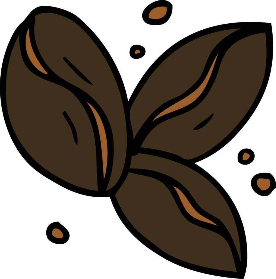 doodle de desenho animado de três grãos de café vetor