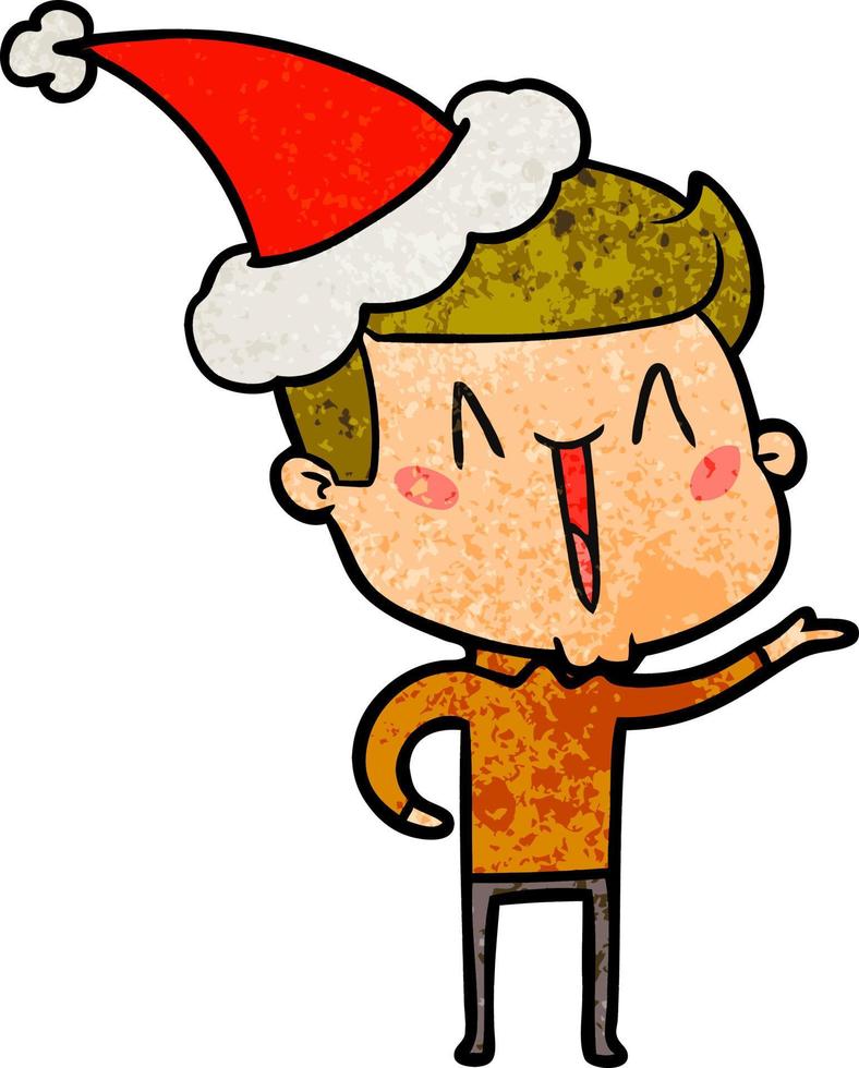 desenho texturizado de um homem animado usando chapéu de papai noel vetor