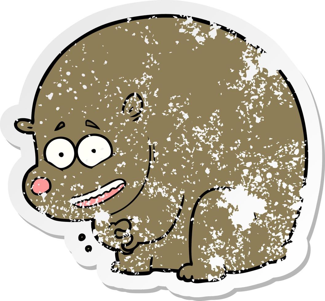 vinheta angustiada de um urso de desenho animado vetor