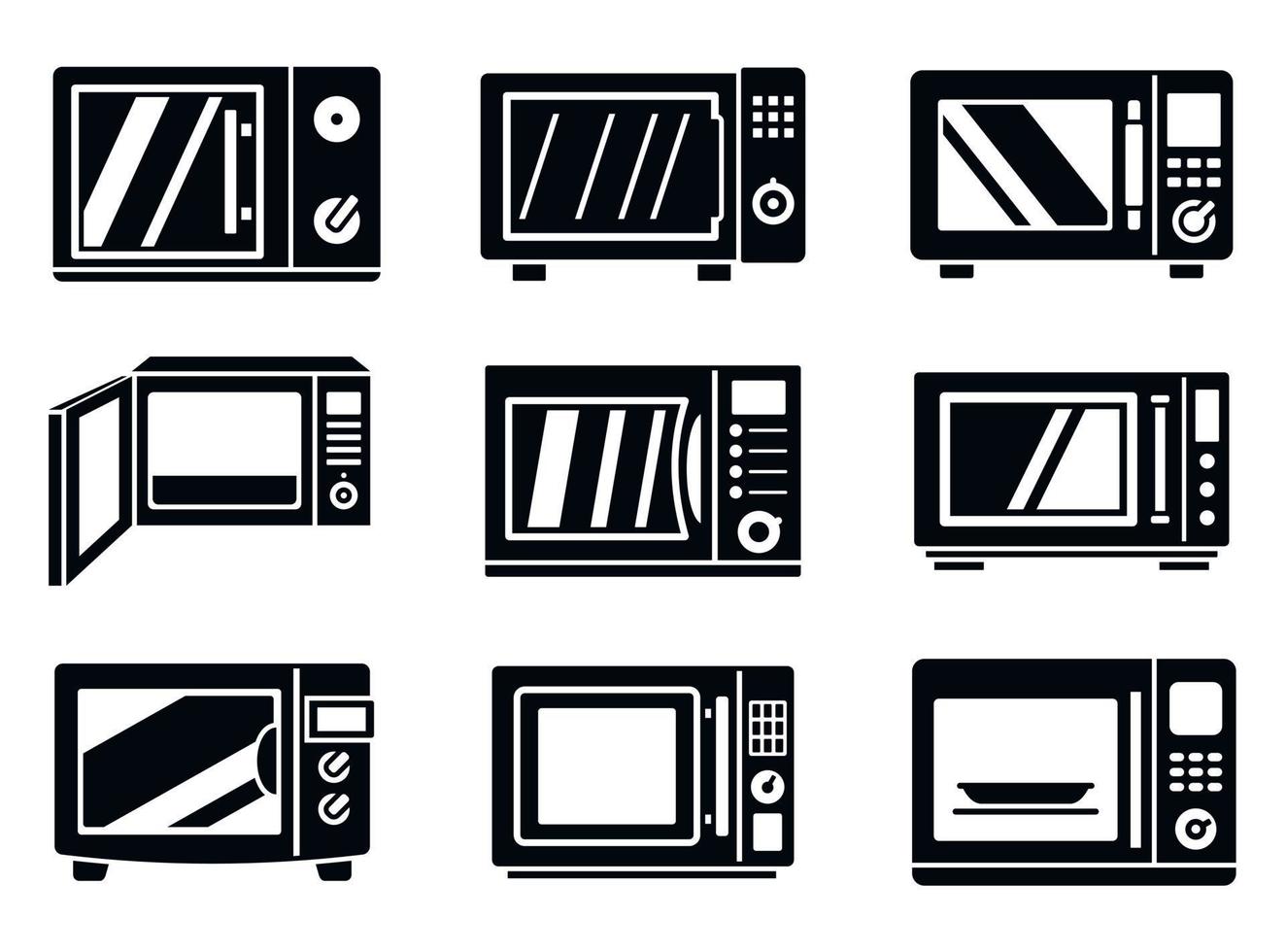 conjunto de ícones de forno de microondas, estilo simples vetor
