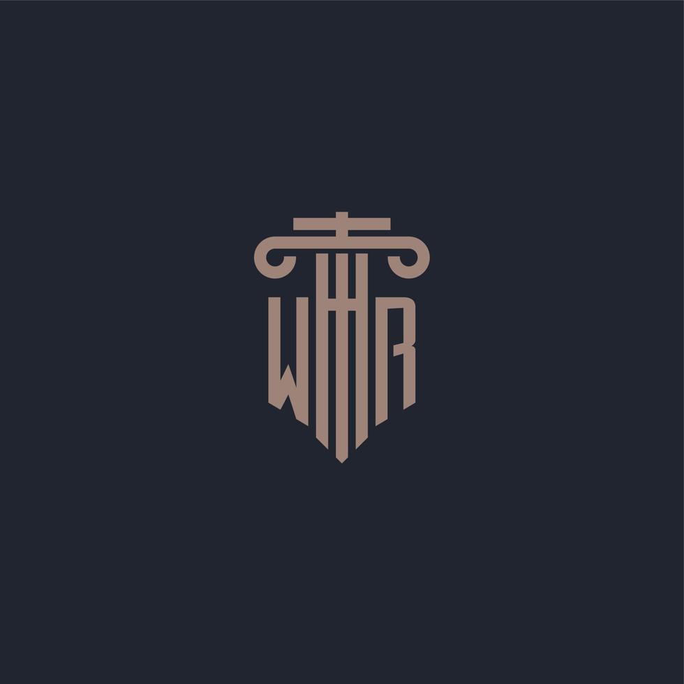 wr logotipo inicial monograma com design de estilo pilar para escritório de advocacia e empresa de justiça vetor