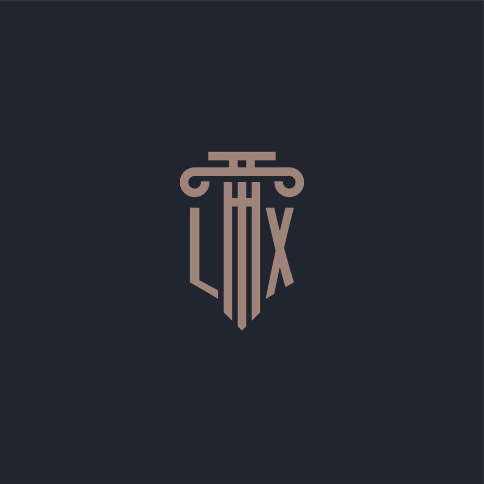 lx monograma de logotipo inicial com design de estilo pilar para escritório de advocacia e empresa de justiça vetor