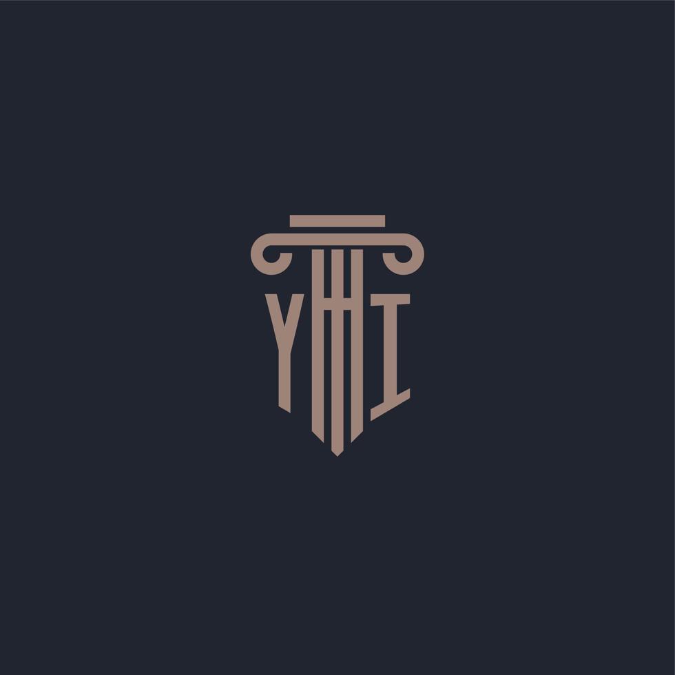 yi monograma de logotipo inicial com design de estilo pilar para escritório de advocacia e empresa de justiça vetor