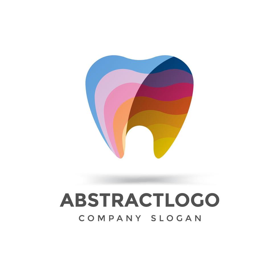 clínica odontológica logotipo colorido moderno criativo ícone de dentes modelo de design de monograma abstrato de dente vetor