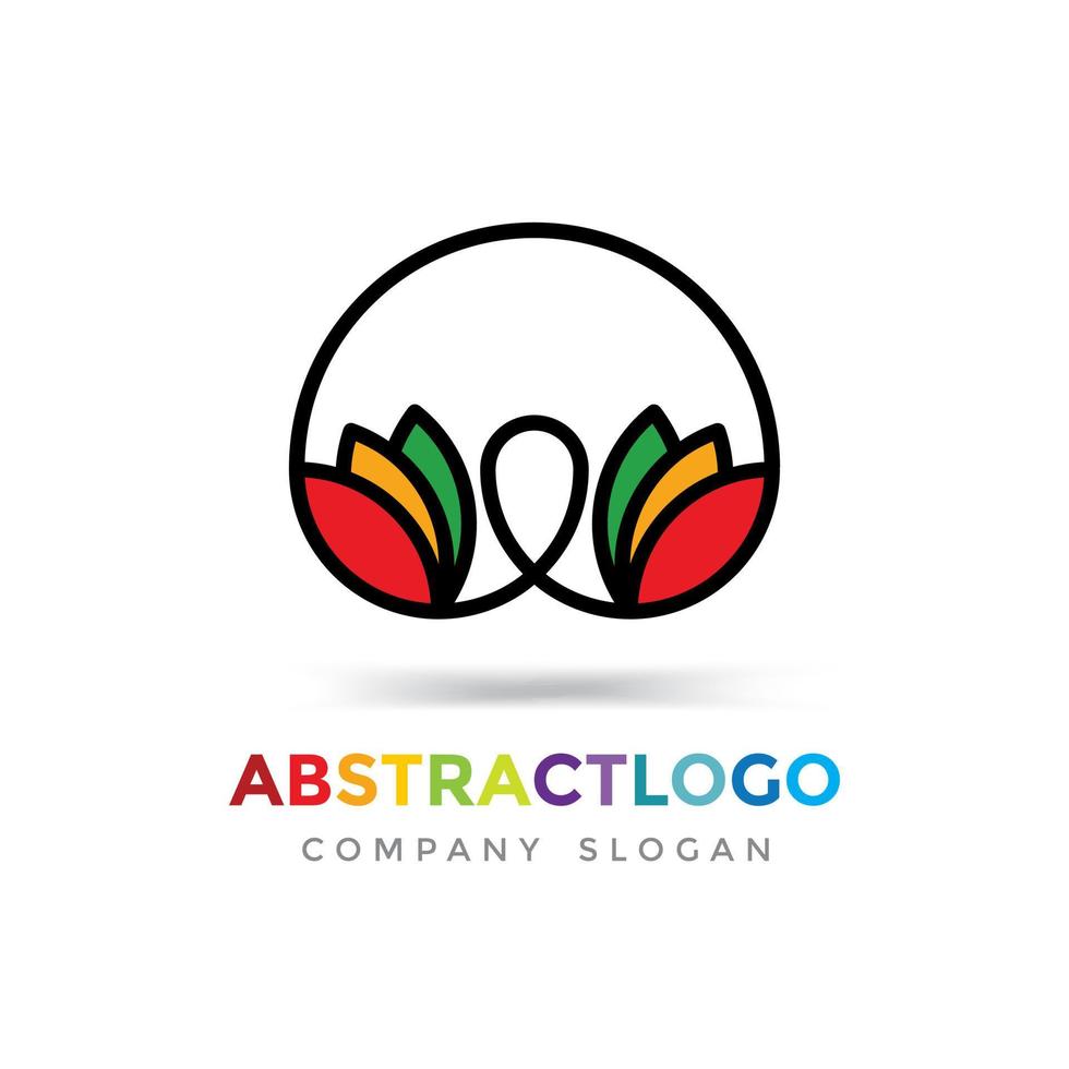 emblema abstrato folha colorida de uma imagem de logotipo de árvore vetor sinal de saúde comida