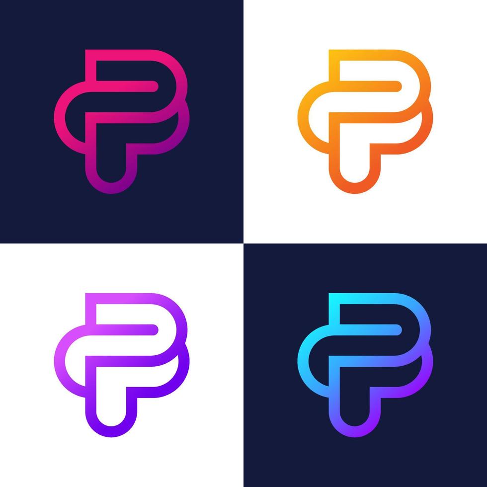 design de letra do logotipo p. ícone de logotipo moderno p. alfabeto de modelos abstratos vetor