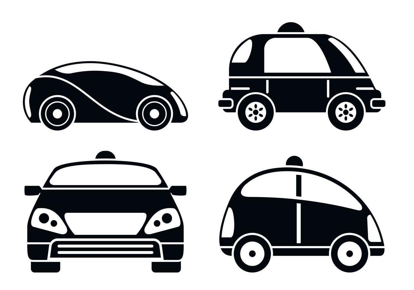 conjunto de ícones de carro sem motorista, estilo simples vetor