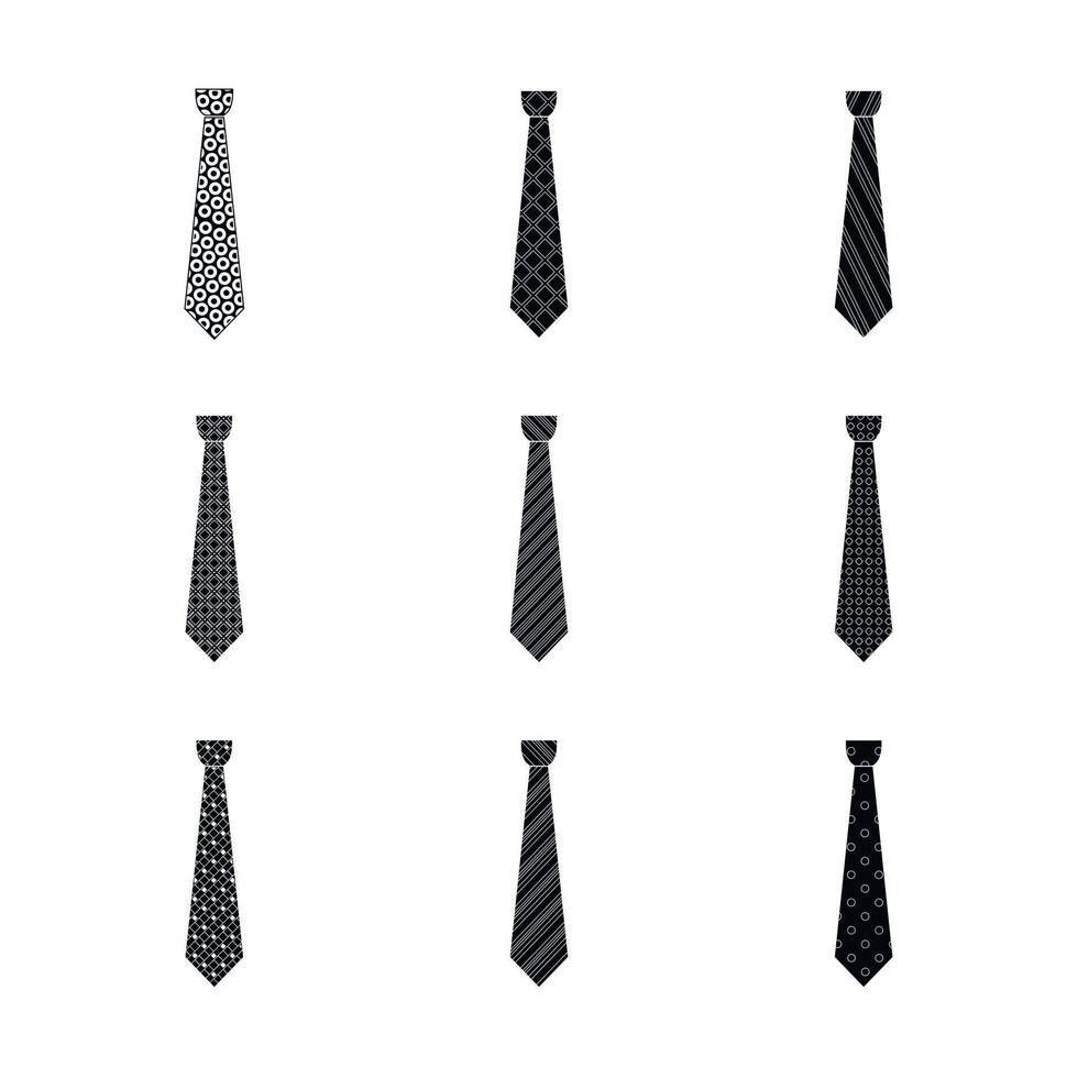 conjunto de ícones de gravata elegante, estilo simples vetor