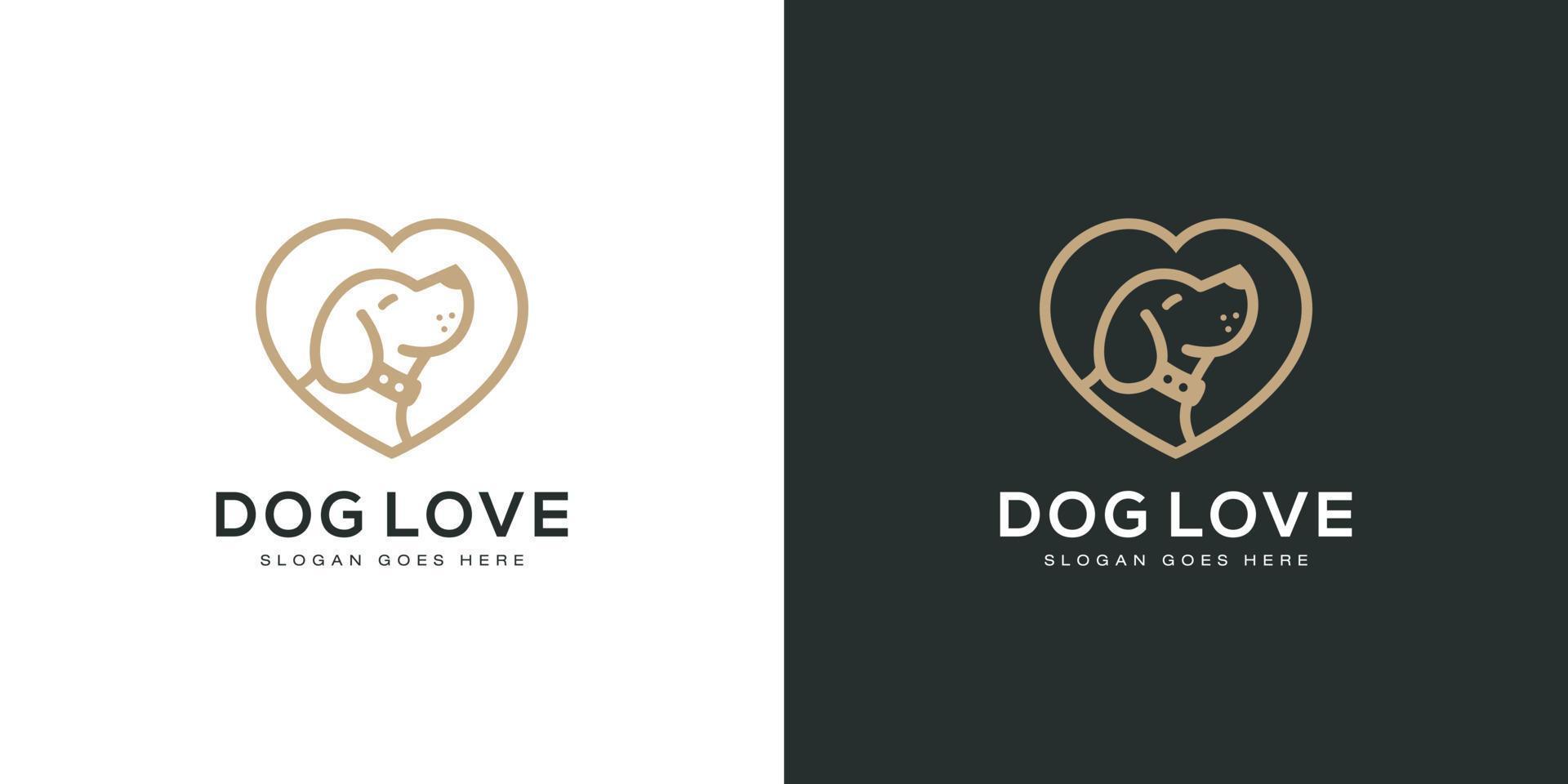 amo o estilo de arte de linha de vetor de logotipo de cachorro