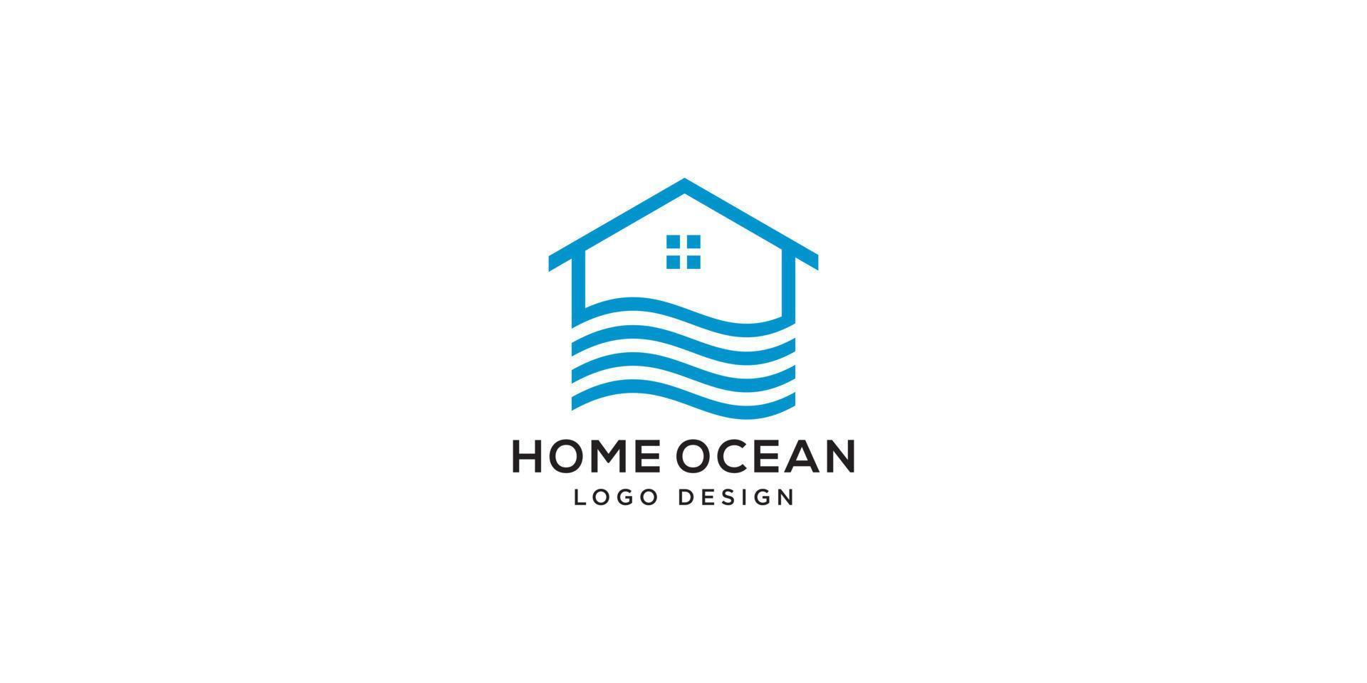 design de vetor de logotipo do oceano em casa