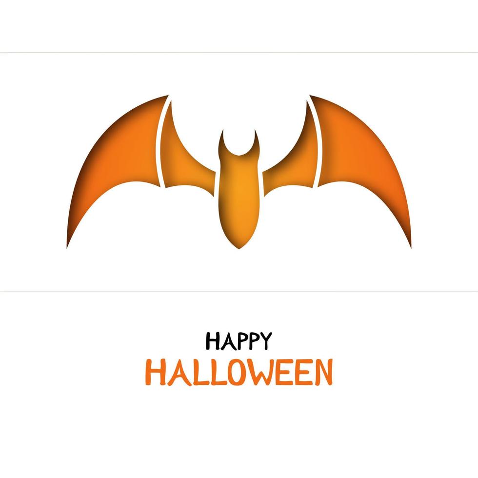 cartão de origami com morcego para celebração de halloween. ilustração em vetor estilo corte de papel.