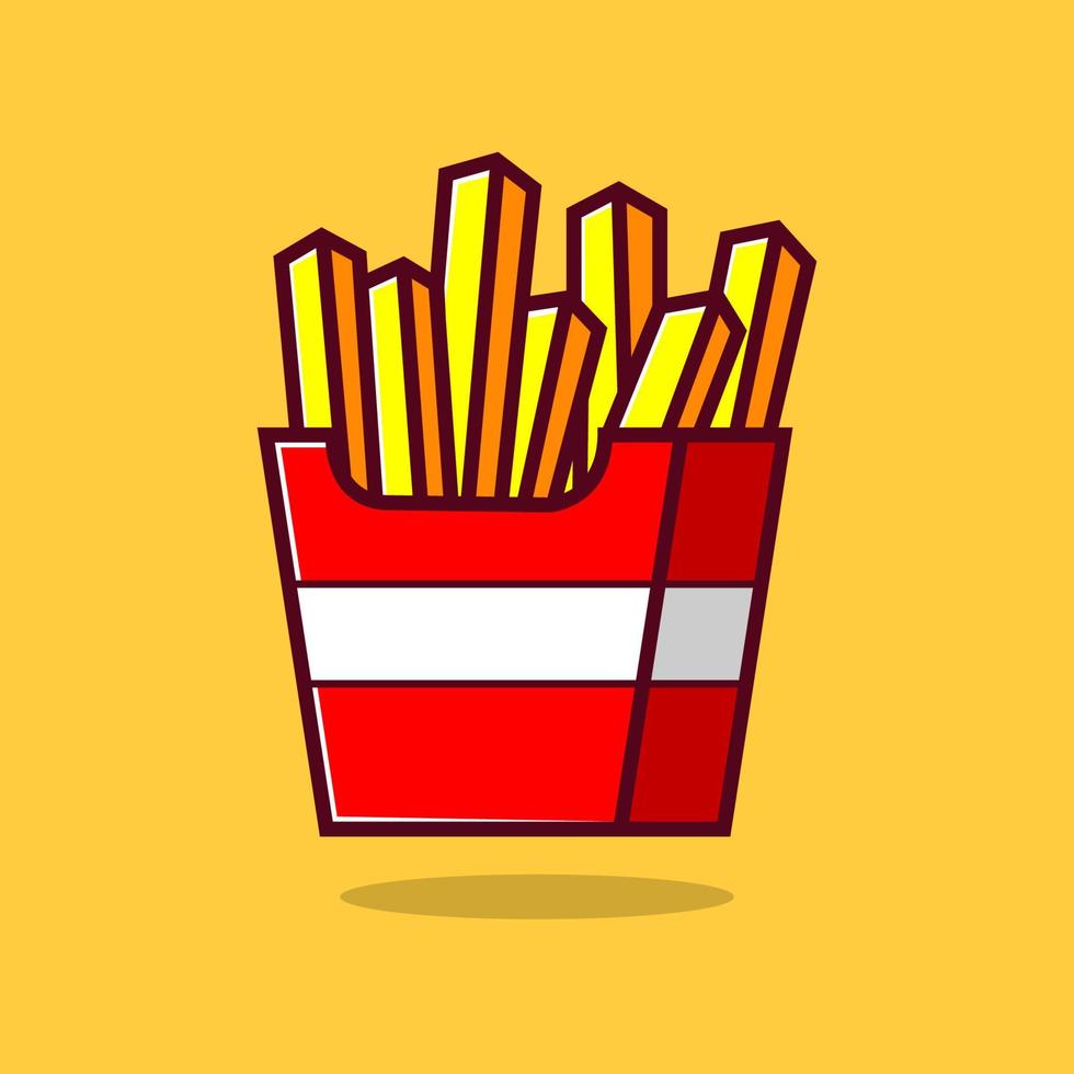 vetor de batatas fritas. ilustração de elemento dos desenhos animados de fast-food. apartamento de vetor de fast-food isolado. coleção de alimentos de café da manhã. eps 10.