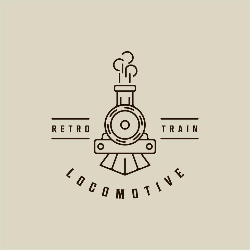 locomotiva linha arte logotipo vetor simples ilustração minimalista modelo ícone design gráfico. sinal de trem retrô ou vintage ou símbolo para o conceito de transporte