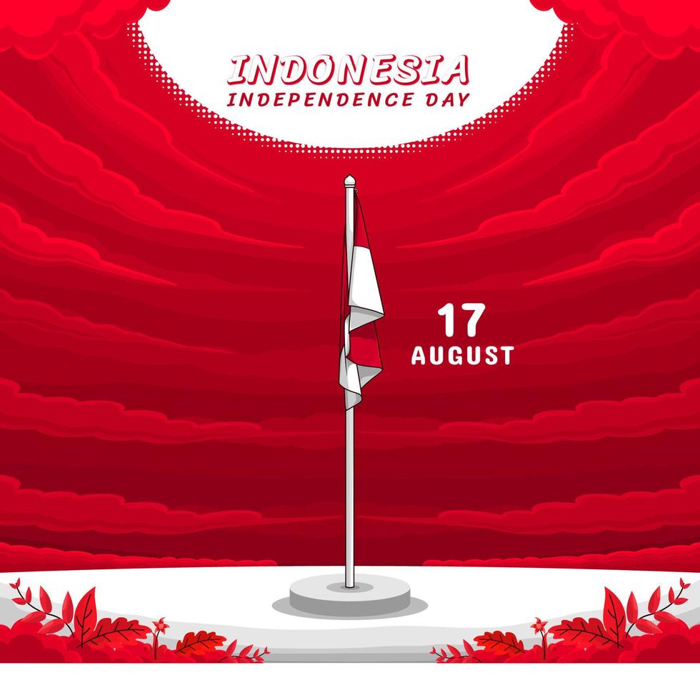 design de postagem do dia da independência da indonésia com ilustração vetor