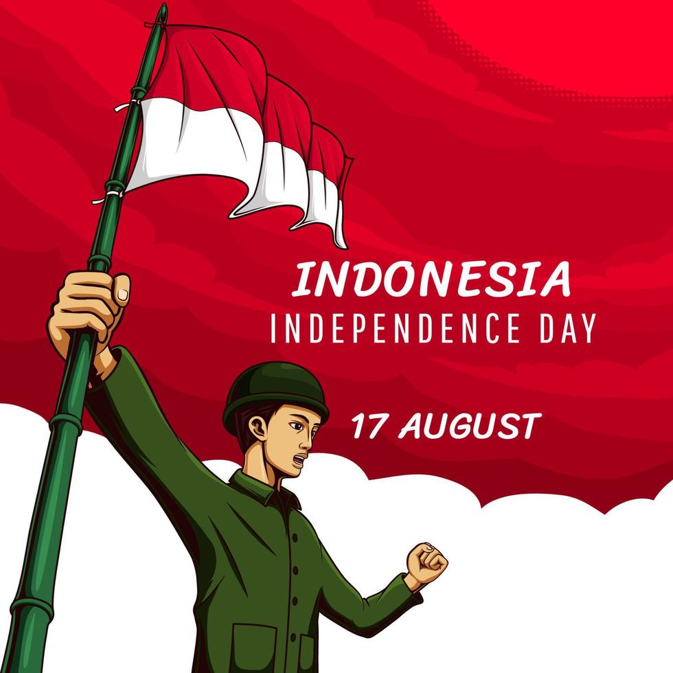 design de postagem do dia da independência da indonésia com ilustração vetor