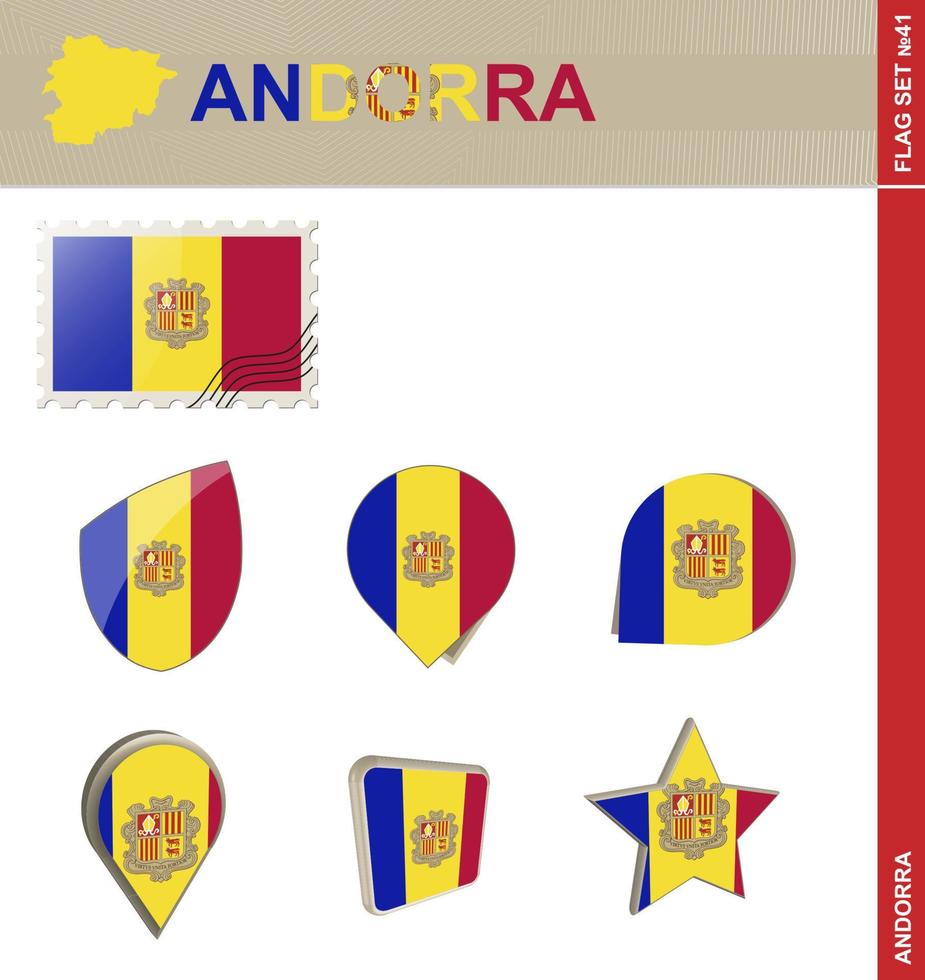 conjunto de bandeiras de andorra, conjunto de bandeiras vetor