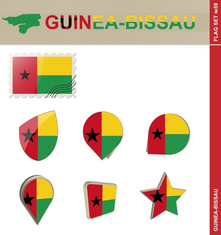 conjunto de bandeiras da guiné-bissau, conjunto de bandeiras vetor