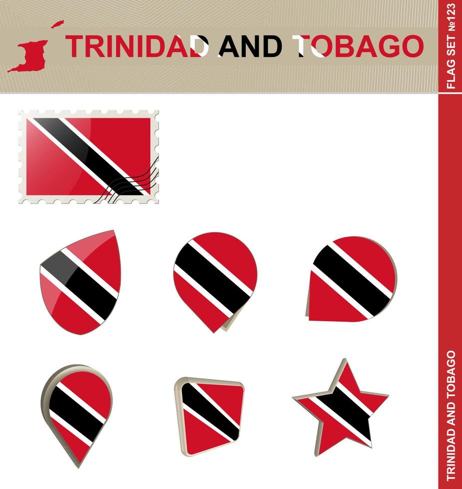 conjunto de bandeiras de trinidad e tobago, conjunto de bandeiras vetor