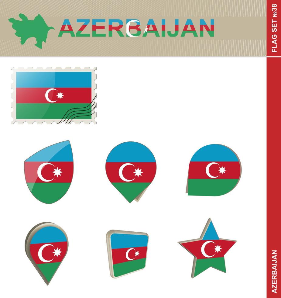 conjunto de bandeira do azerbaijão, conjunto de bandeira vetor