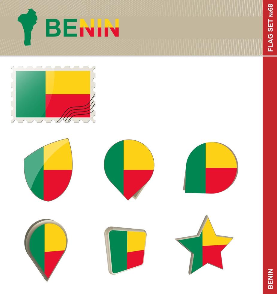 conjunto de bandeira do benin, conjunto de bandeira vetor
