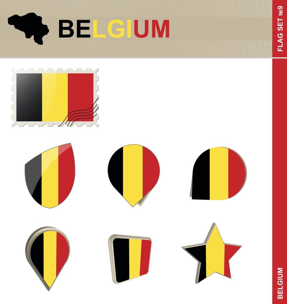 conjunto de bandeiras da bélgica, conjunto de bandeiras vetor