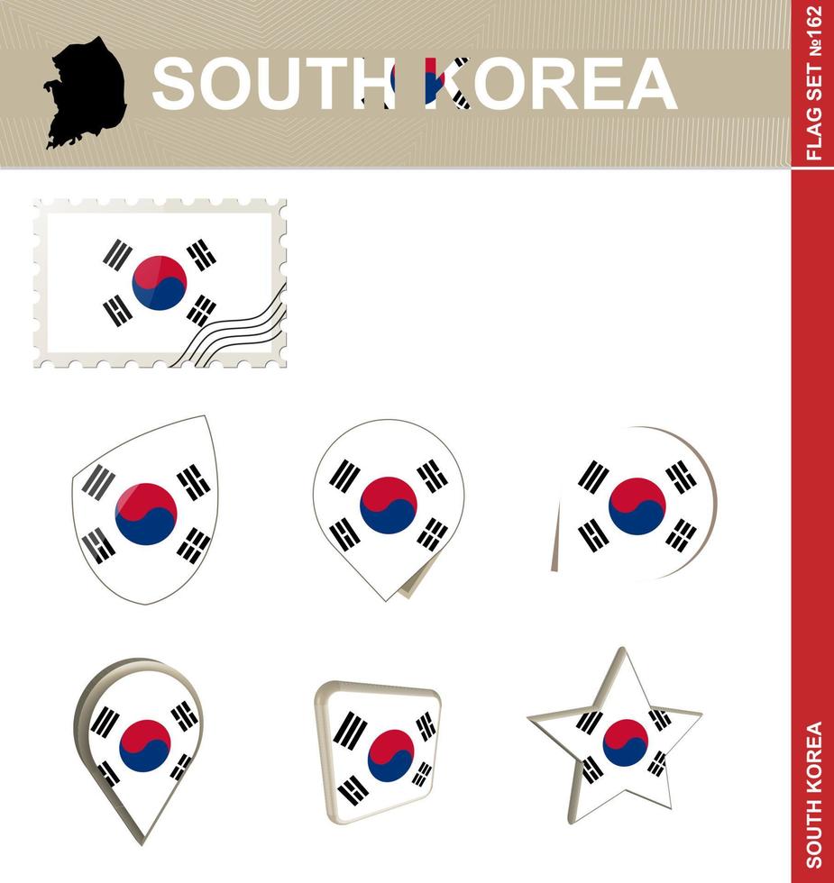 conjunto de bandeira da coreia do sul, conjunto de bandeira vetor
