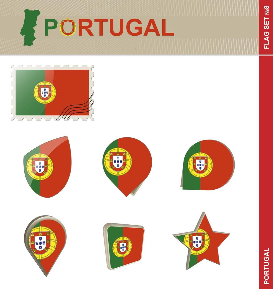 conjunto de bandeiras de portugal, conjunto de bandeiras vetor