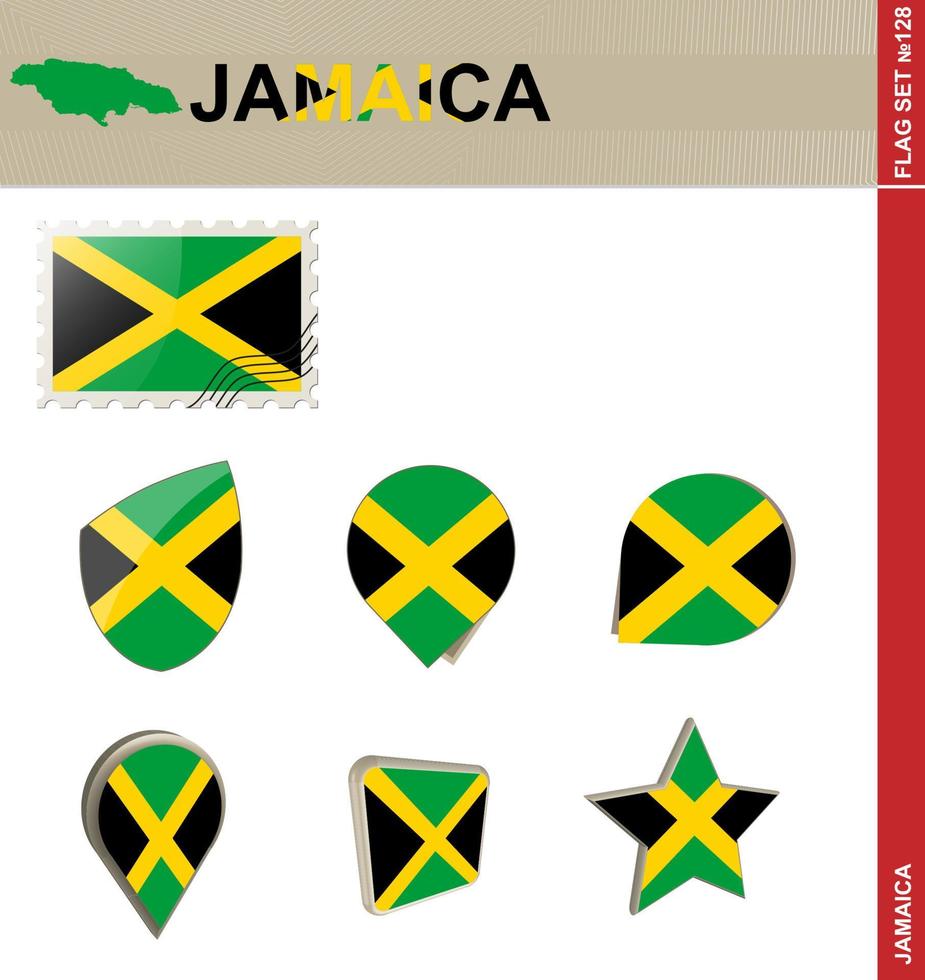 conjunto de bandeira jamaicana, conjunto de bandeira vetor