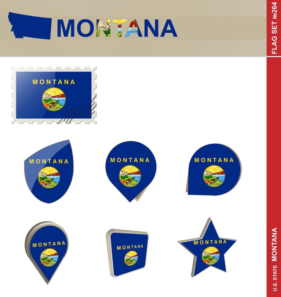 conjunto de bandeiras de montana, conjunto de bandeiras vetor