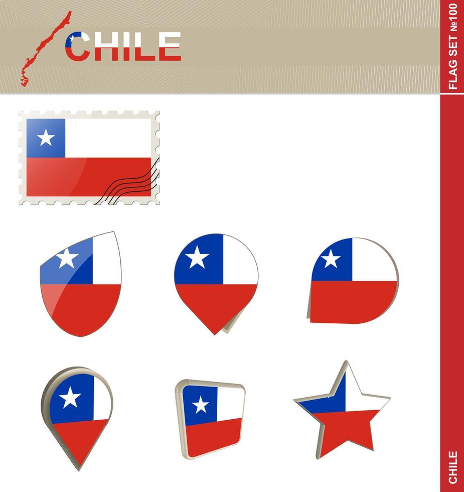 conjunto de bandeira do chile, conjunto de bandeira vetor