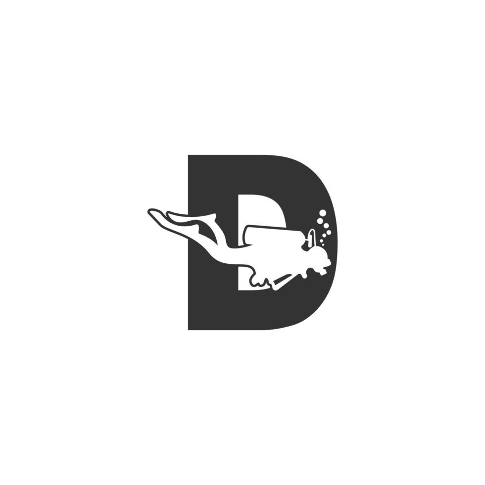 letra d e alguém mergulho, ilustração de ícone de mergulho vetor