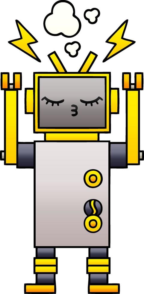 robô com defeito de desenho animado sombreado gradiente vetor