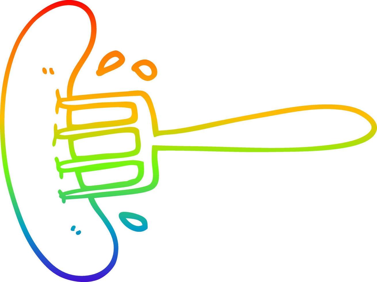 desenho de linha de gradiente de arco-íris cachorro-quente de desenho animado vetor