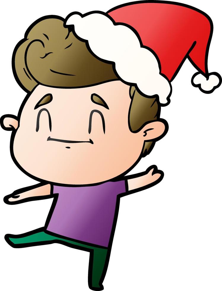 feliz desenho de gradiente de um homem usando chapéu de papai noel vetor