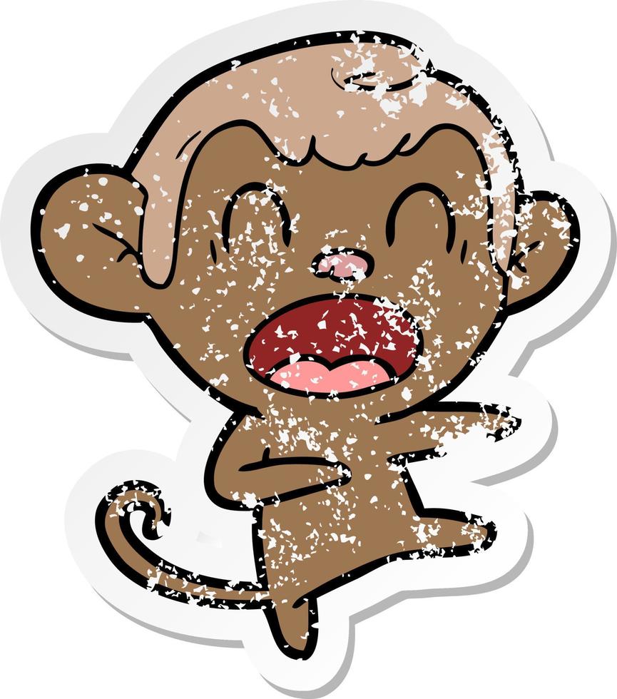 vinheta angustiada de um macaco de desenho animado gritando dançando vetor